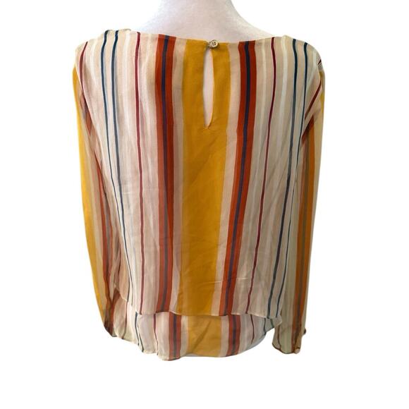 Anthropologie Maeve Sheer Silk Mullticolor Striped Blouse   S - Picture 2 of 10